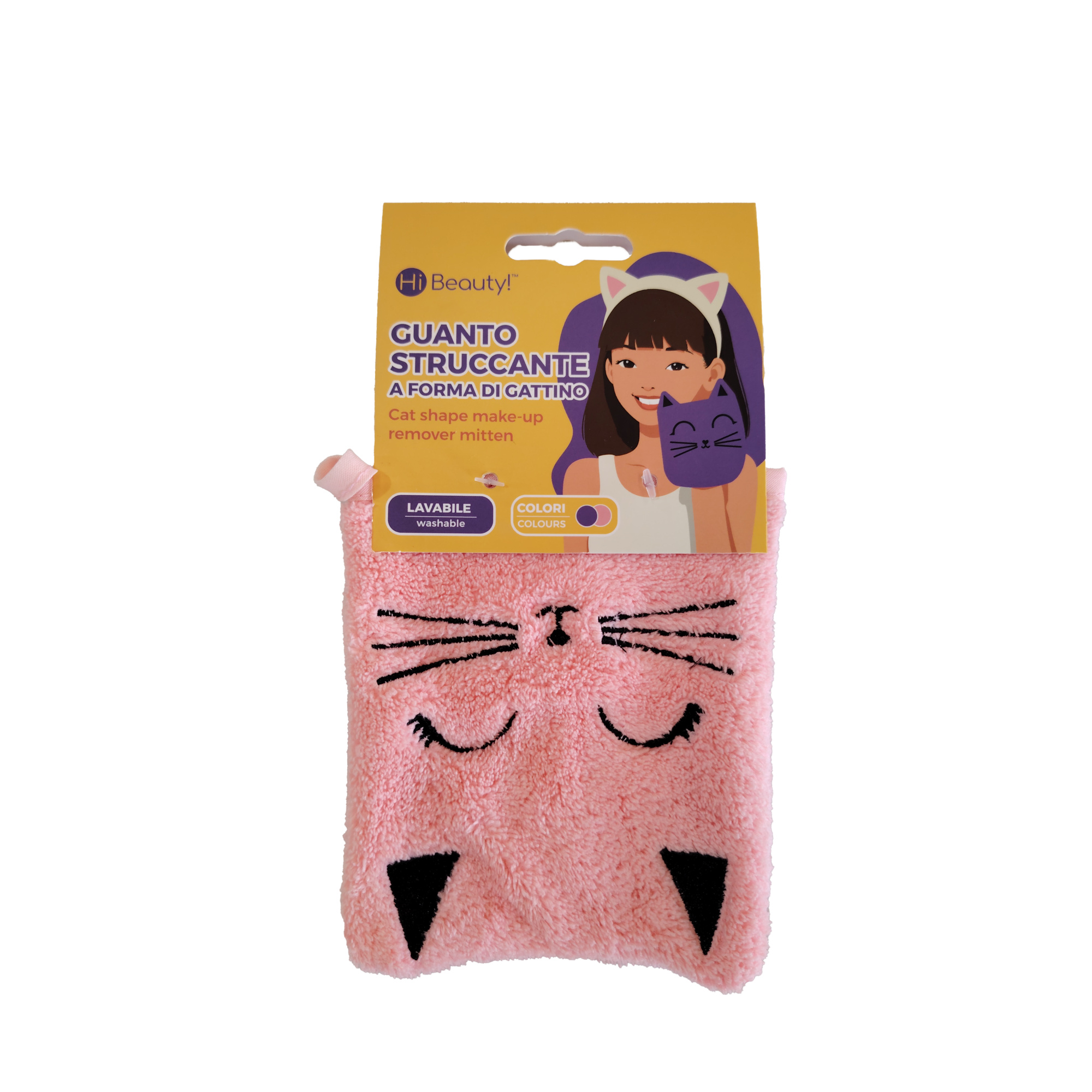 Guanto struccante gattino – microfibra delicata, assortita in 2 colori - IBS