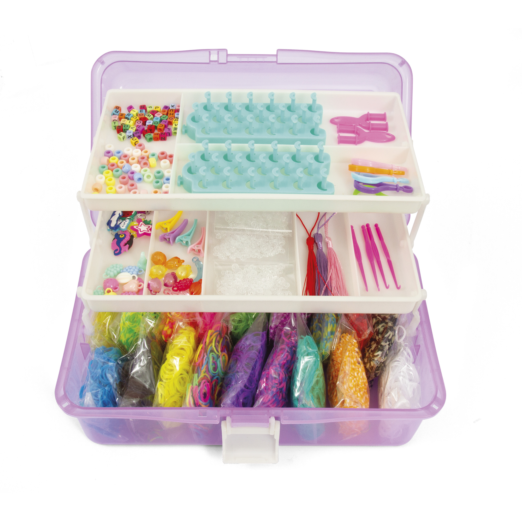 Maxi loom kit braccialetti con 8000 elastici – cofanetto accessoriato portatile - CREA MANIA