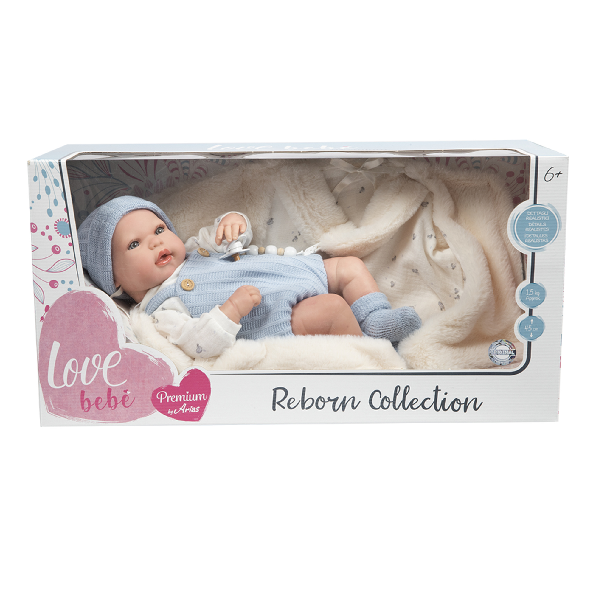 Bambola reborn azzurro 45 cm - love bebé - LOVE BEBÈ