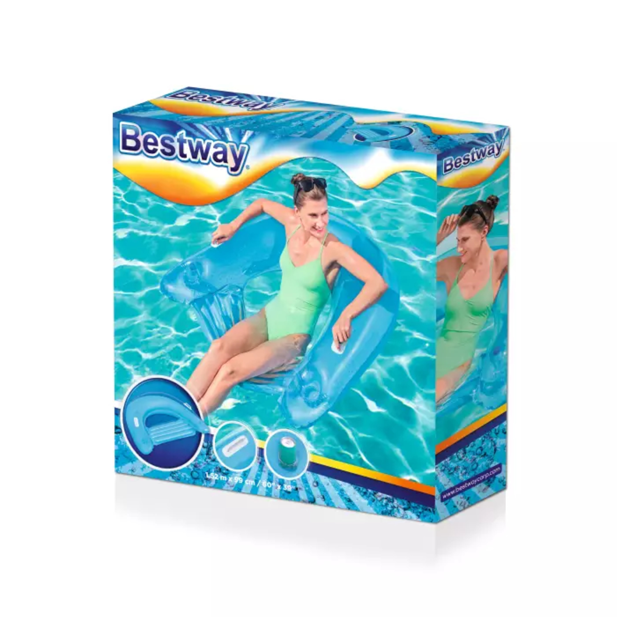 Poltrona sit'n ease, cm. 152x99, due colori assortiti con maniglie e portabicchieri - Bestway