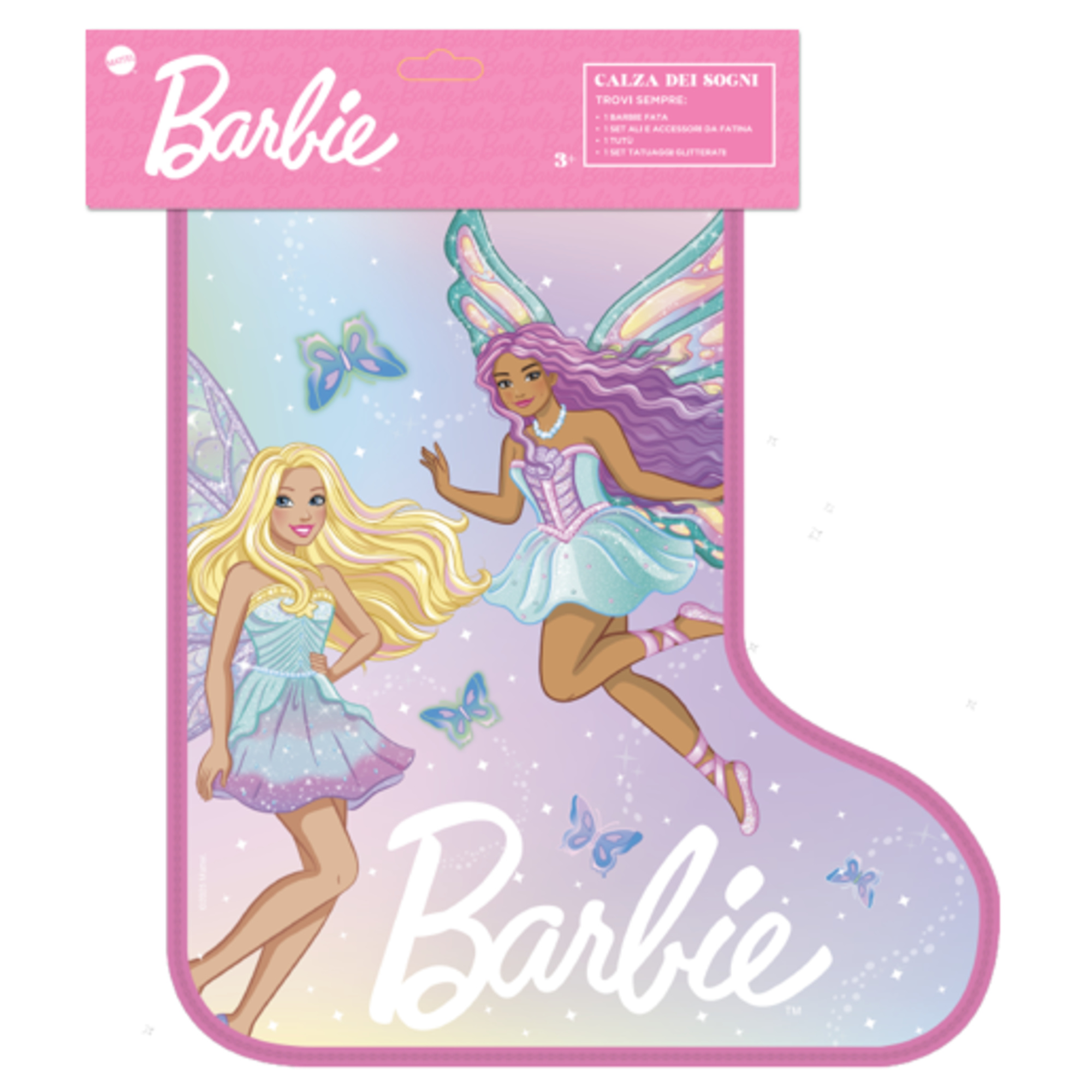 Barbie - calza dei sogni di barbie 2026, calza della befana con 1 barbie fatina e tanti accessori e gadgets sempre inclusi - Barbie