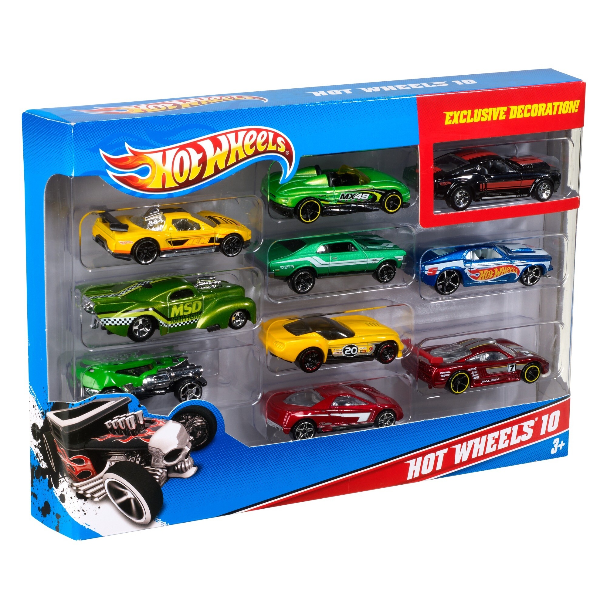 Hot wheels- confezione da 10 macchinine in scala 1:64, veicoli assortiti con decorazioni mozzafiato, 3+anni - Hot Wheels