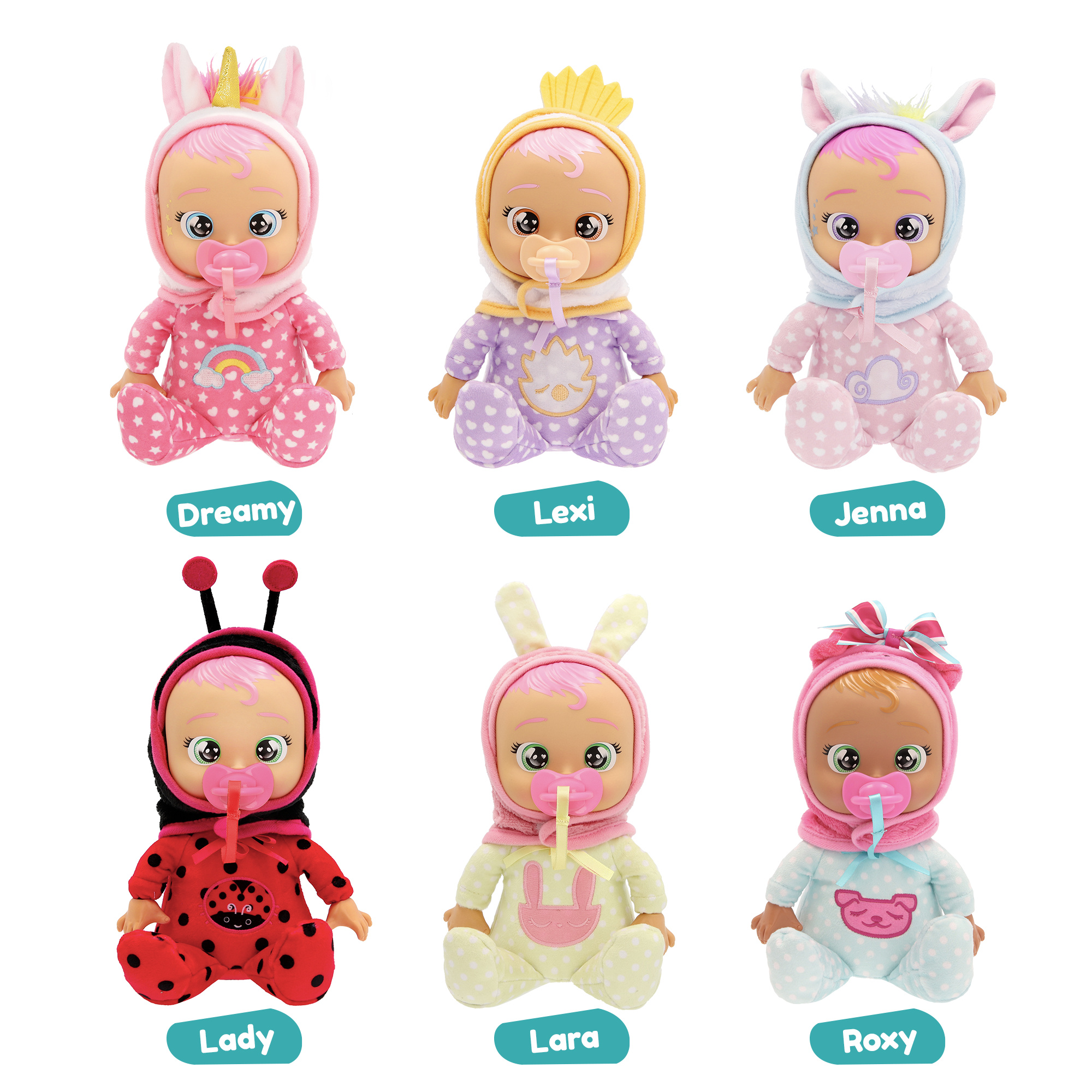 Cry babies tiny cuddles newborn - bambola peluche da collezionare, 6 modelli diversi - assortito - CRY BABIES