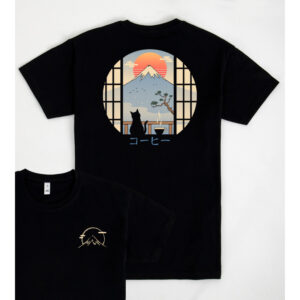 T-shirt coffe cat in mountain fuji - Pampling