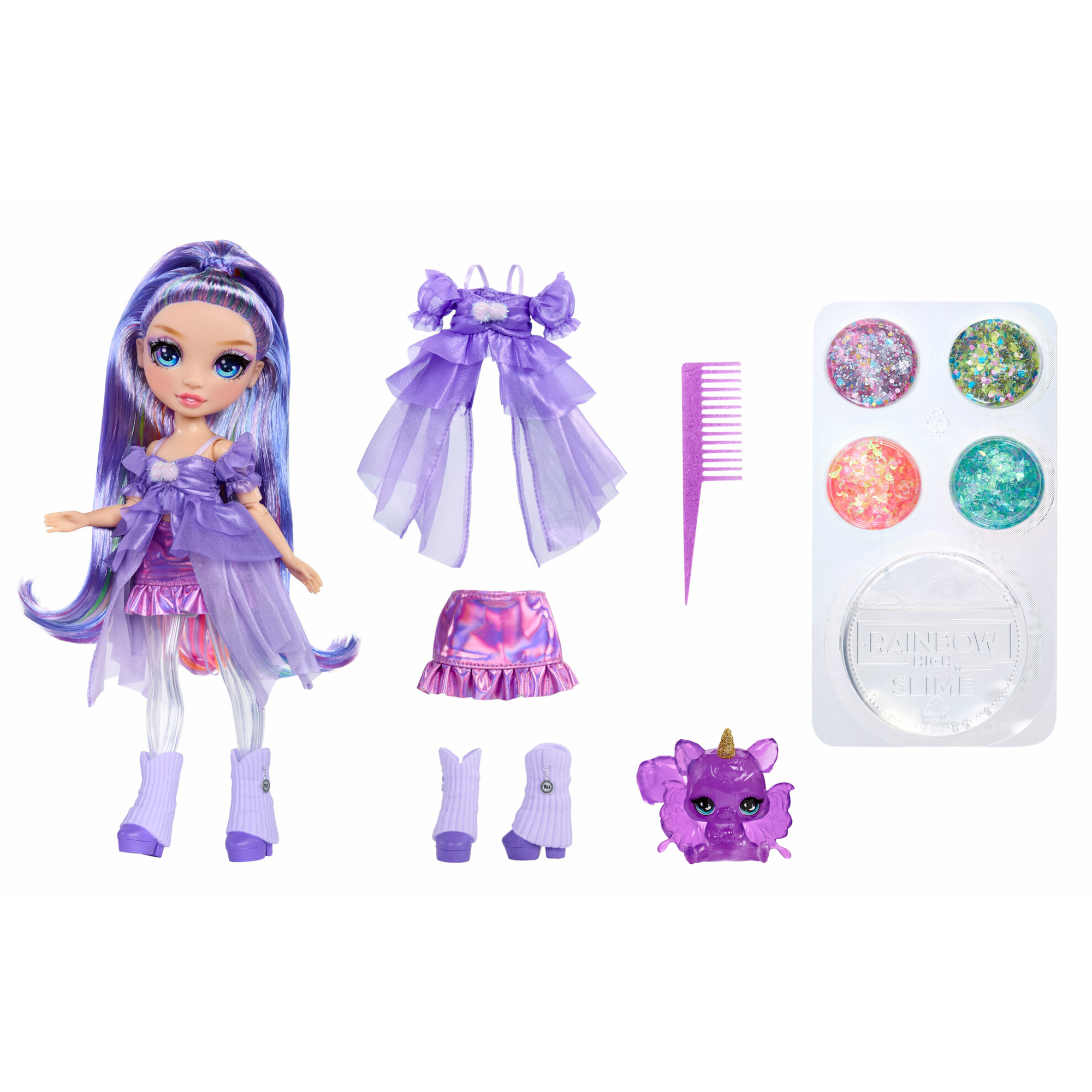 Violet 28 cm con slime kit e pet scoiattolo – rainbow high - Rainbow High