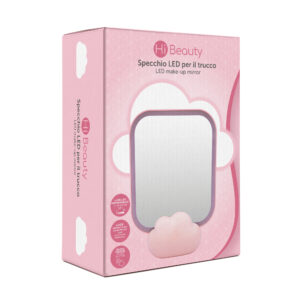 Specchio led trucco nuvola – rosa, luce bianca, touch dimmer, base accessori - IBS