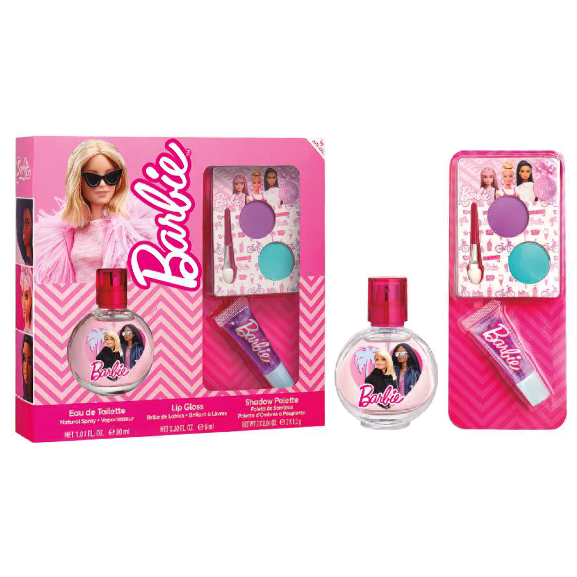 Barbie set cosmetica 30ml con eau de toilette, lucidalabbra e palette per bambini - Barbie