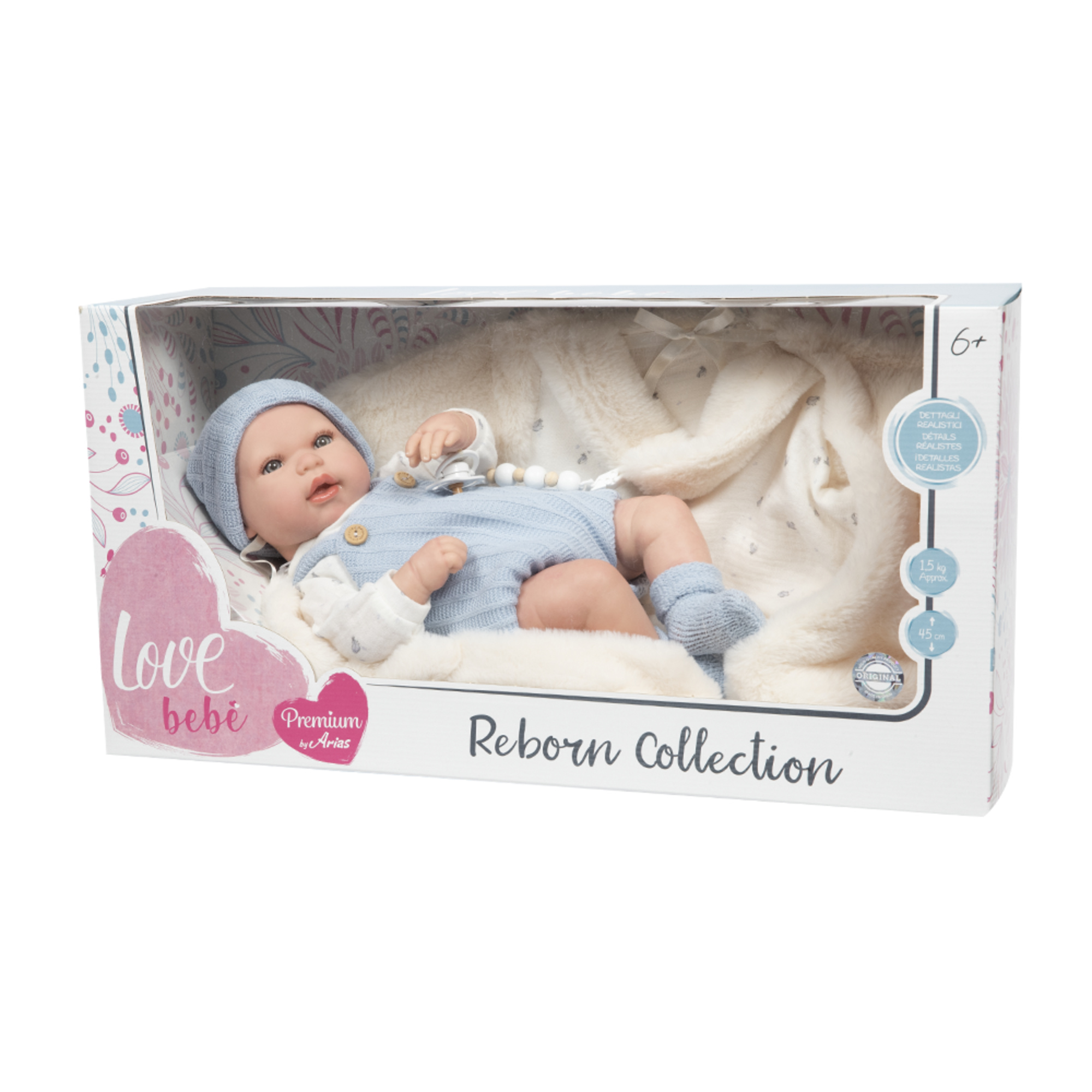 Bambola reborn azzurro 45 cm - love bebé - LOVE BEBÈ