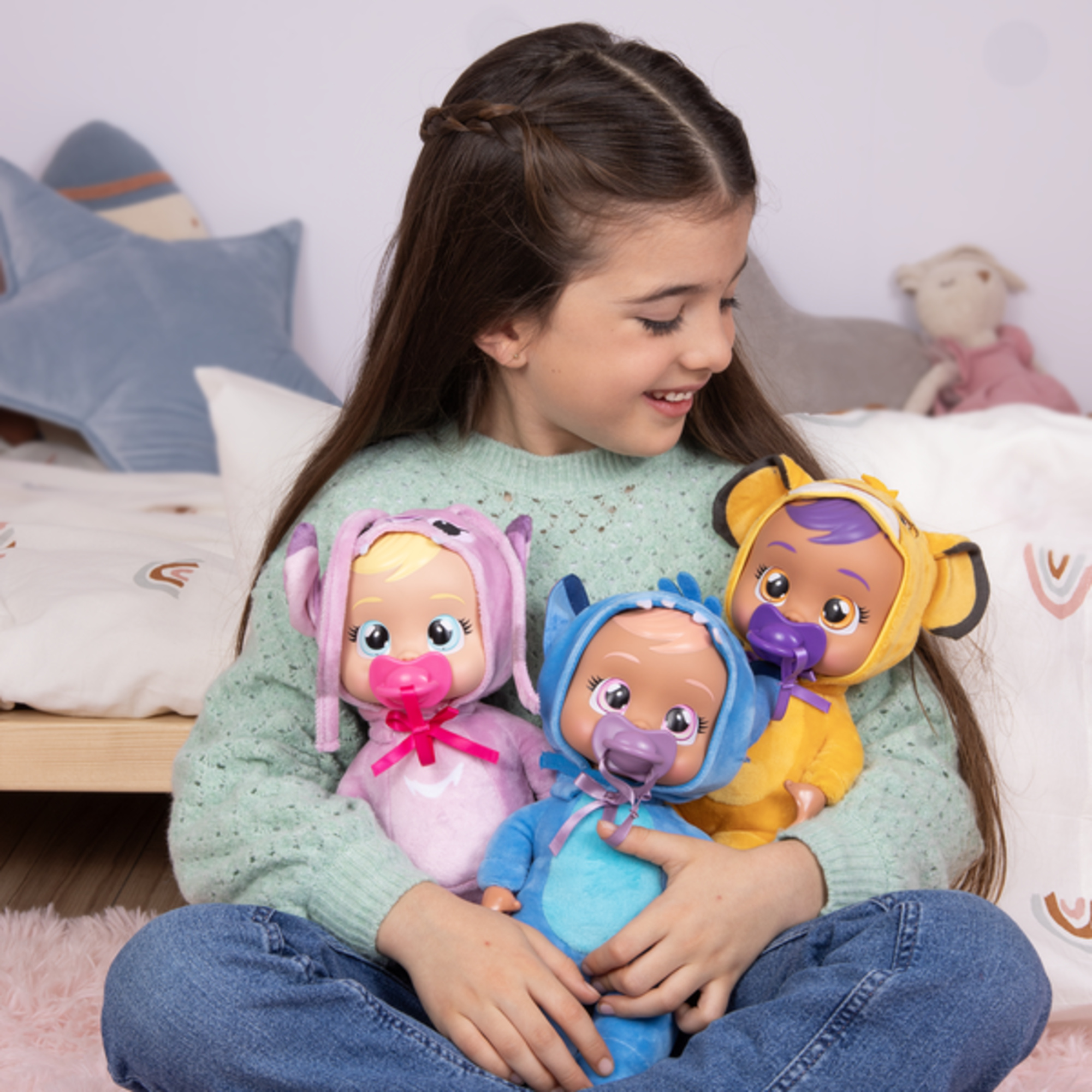 Cry babies tiny cuddles disney w2 - bambole peluche disney da collezionare, 6 diversi personaggi - assortita - CRY BABIES