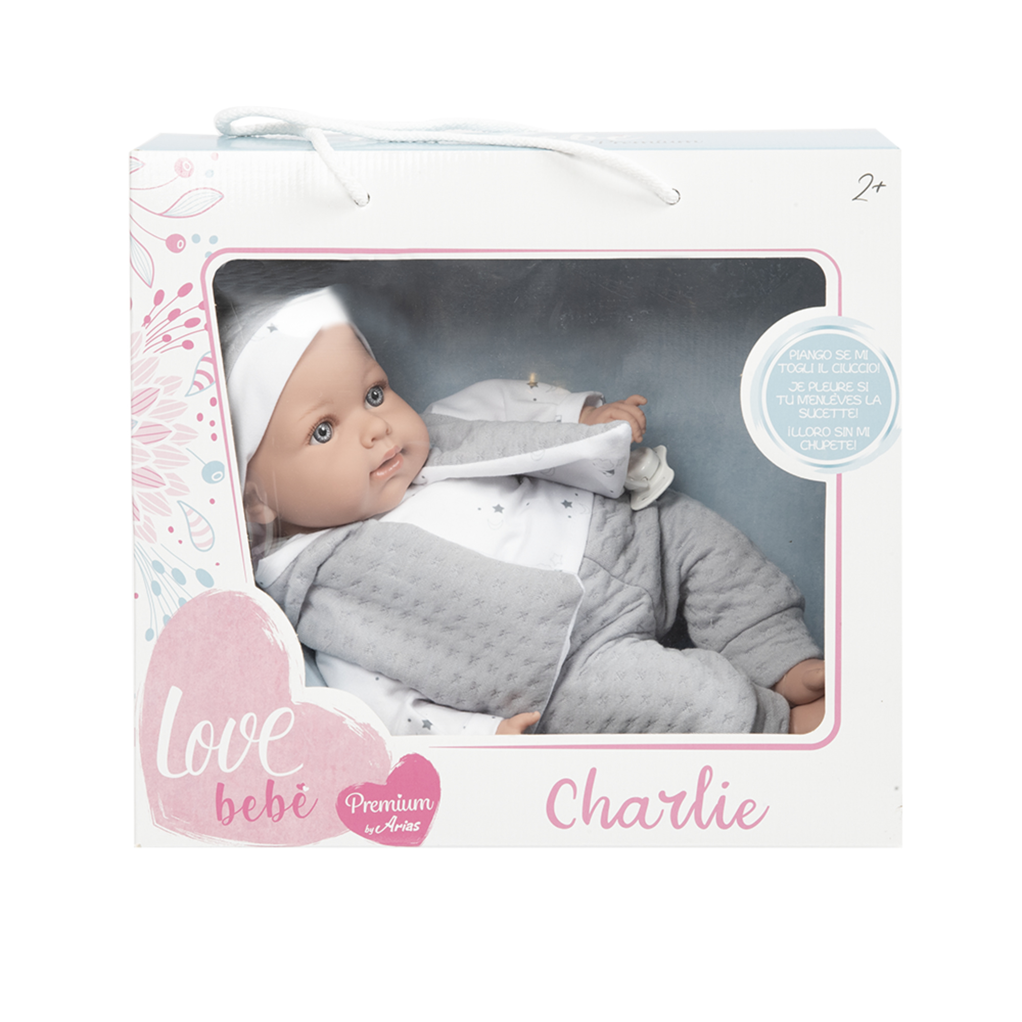 Bambola realistica 45 cm con corpo morbido e ciuccio - piange come un vero bimbo - assortito - LOVE BEBÈ