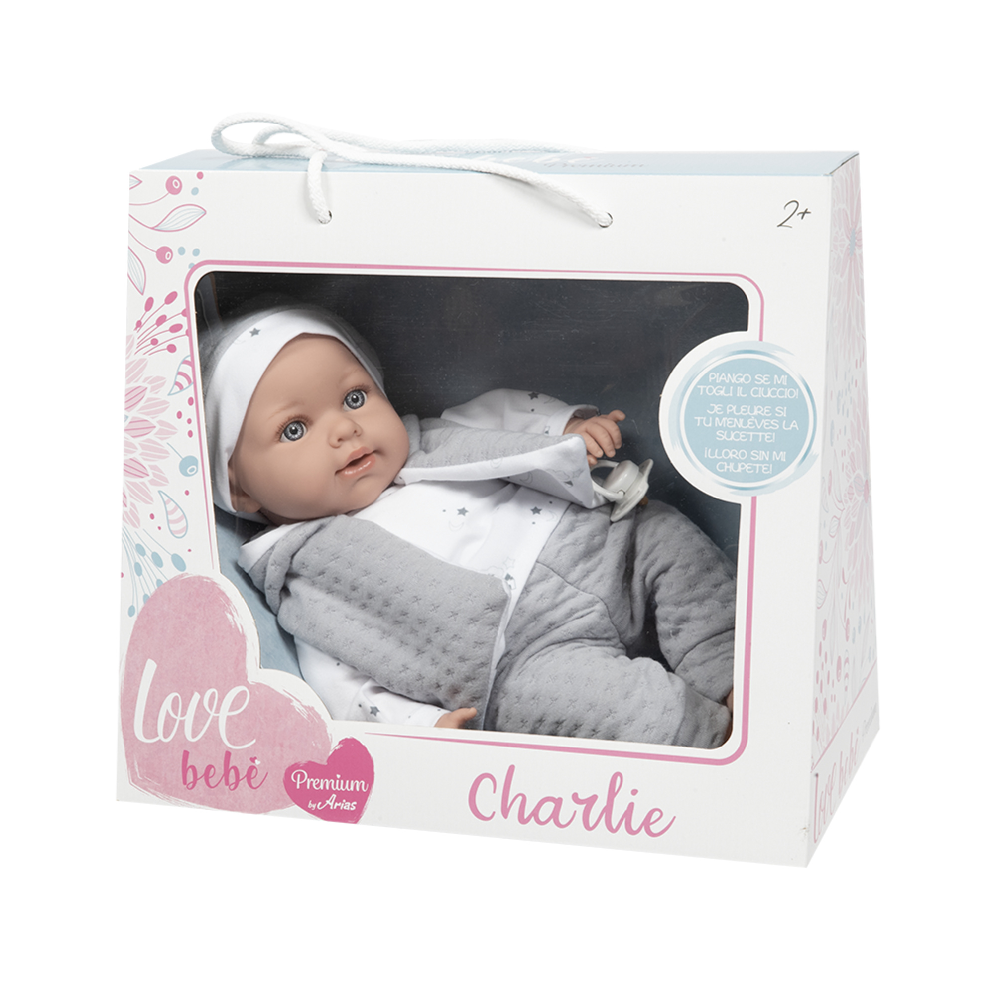 Bambola realistica 45 cm con corpo morbido e ciuccio - piange come un vero bimbo - assortito - LOVE BEBÈ