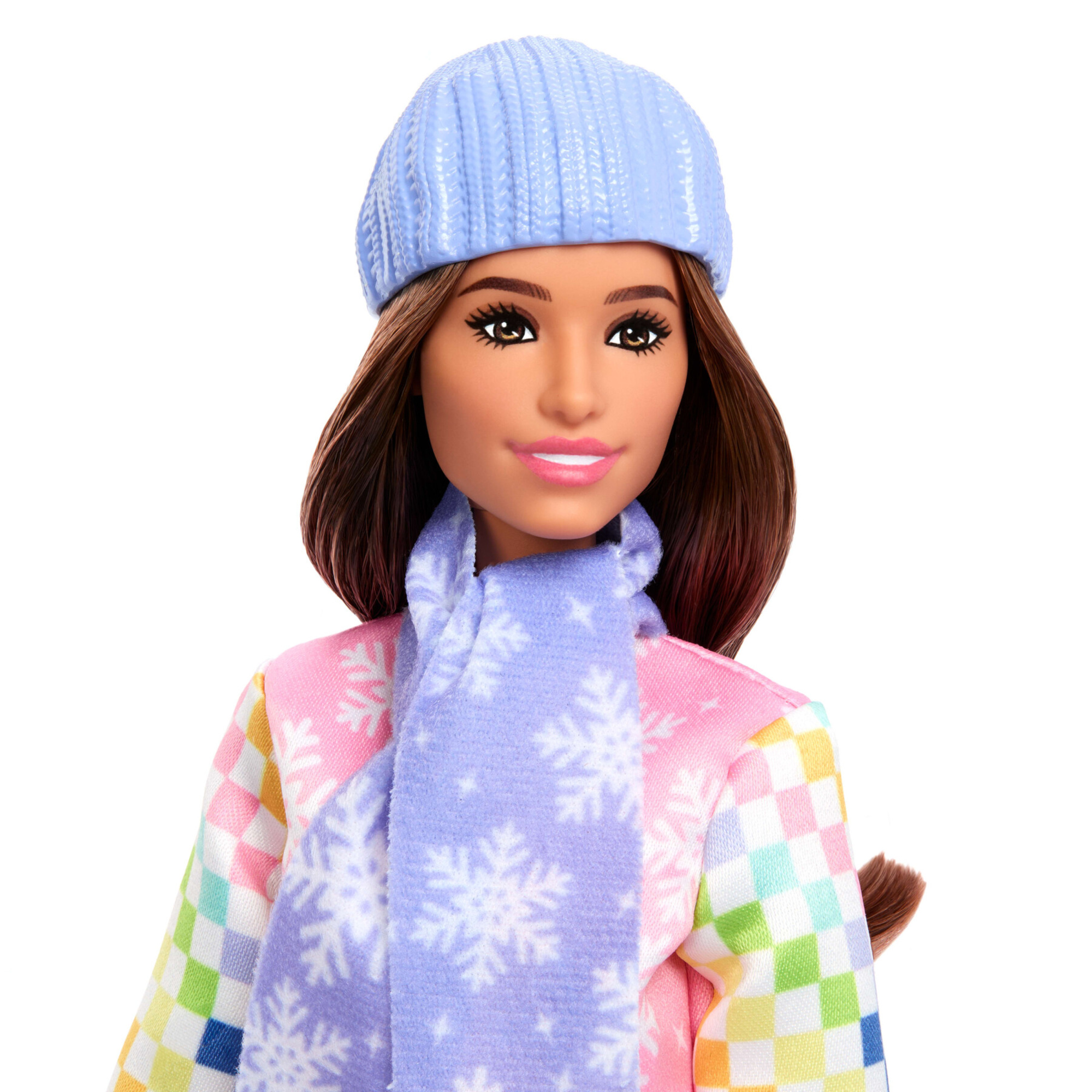 Barbie carriere - snowboarder, bambola castana con giacca da neve, pantaloni e stivali rosa, 10 accessori e snowboard che cambia colore - Barbie