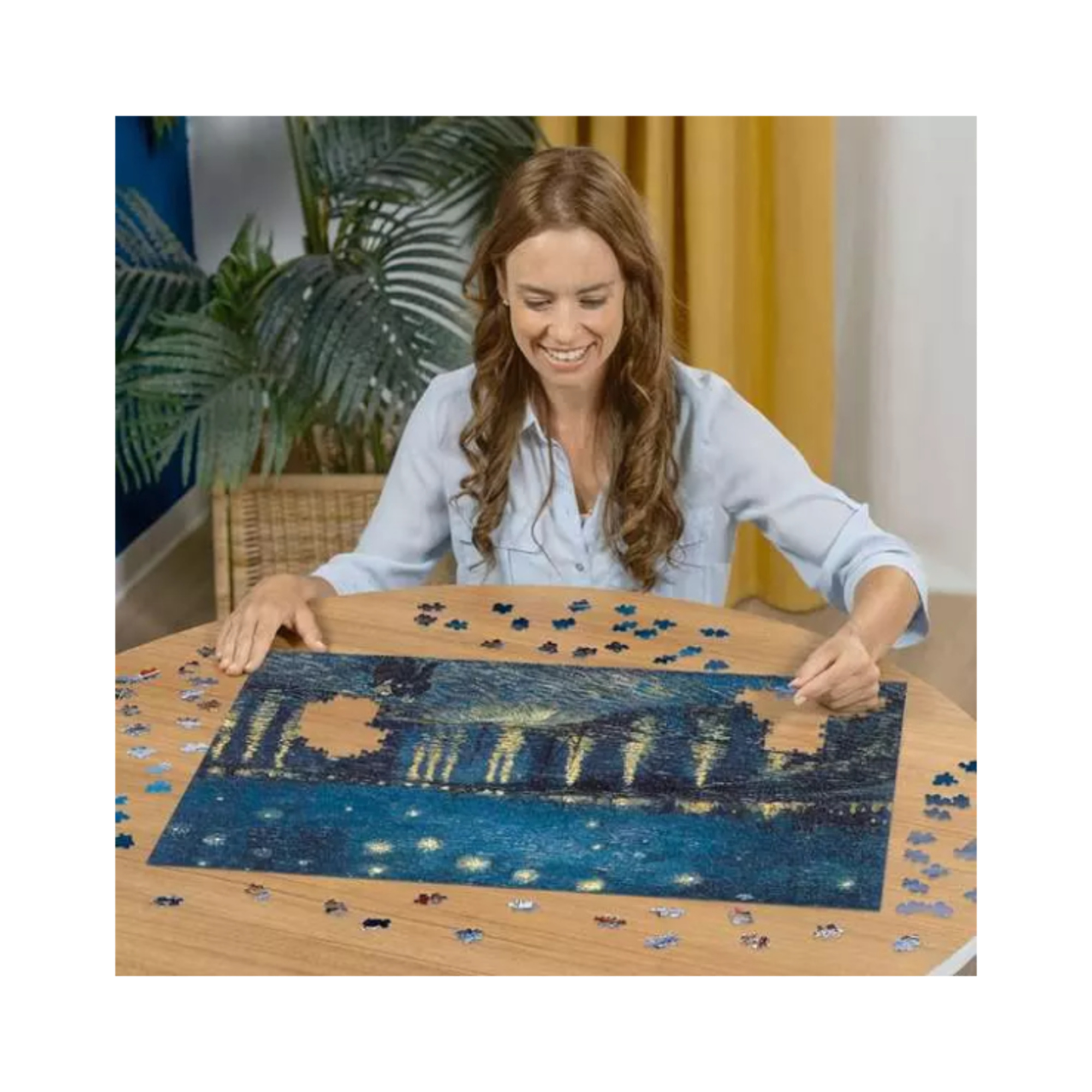Puzzle ravensburger van gogh notte stellata sul rodano 1000 pezzi – art collection per adulti - RAVENSBURGER
