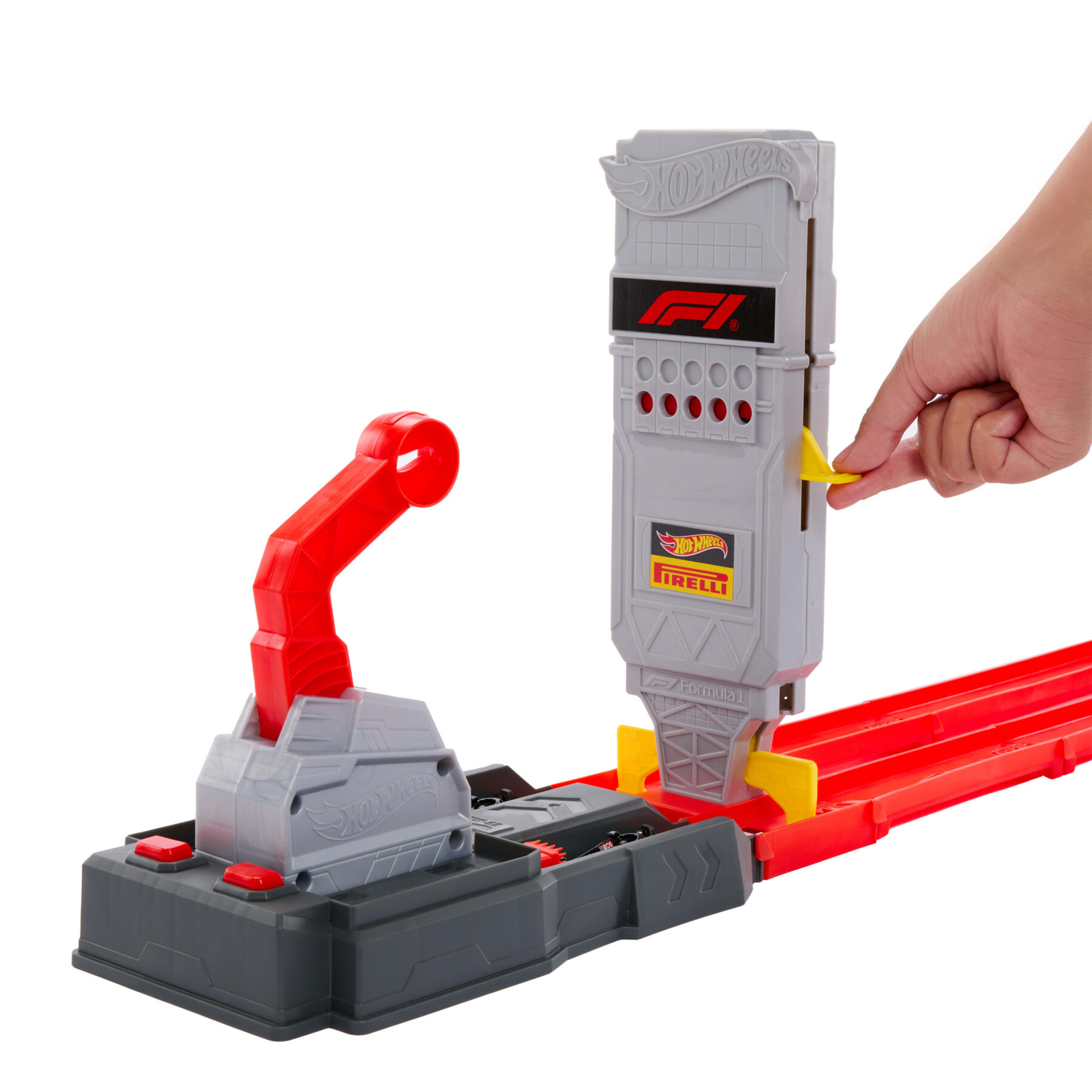 Hot wheels racing – formula 1 griglia di partenza - set pista con 2 auto da f1, torre di partenza e bandiera a scacchi - Hot Wheels