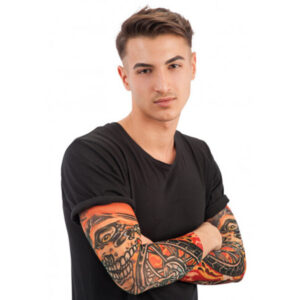 Maniche tattoo fiamme carnevale taglia unica (2 pezzi) - CARNIVAL TOYS