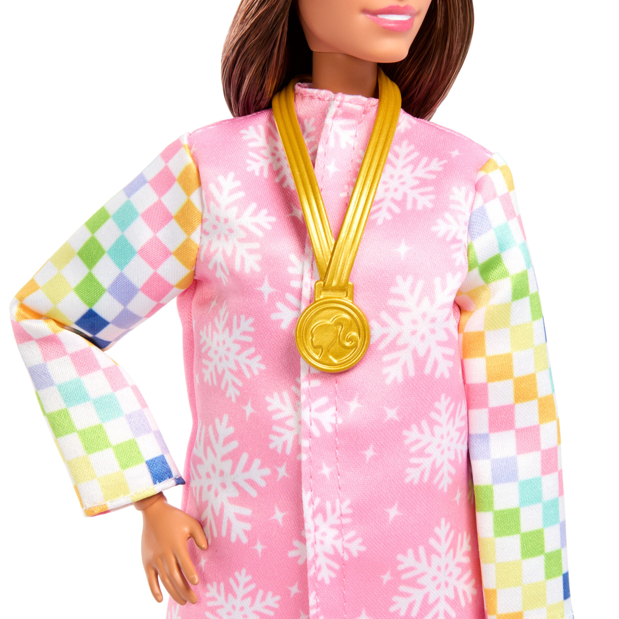 Barbie carriere - snowboarder, bambola castana con giacca da neve, pantaloni e stivali rosa, 10 accessori e snowboard che cambia colore - Barbie