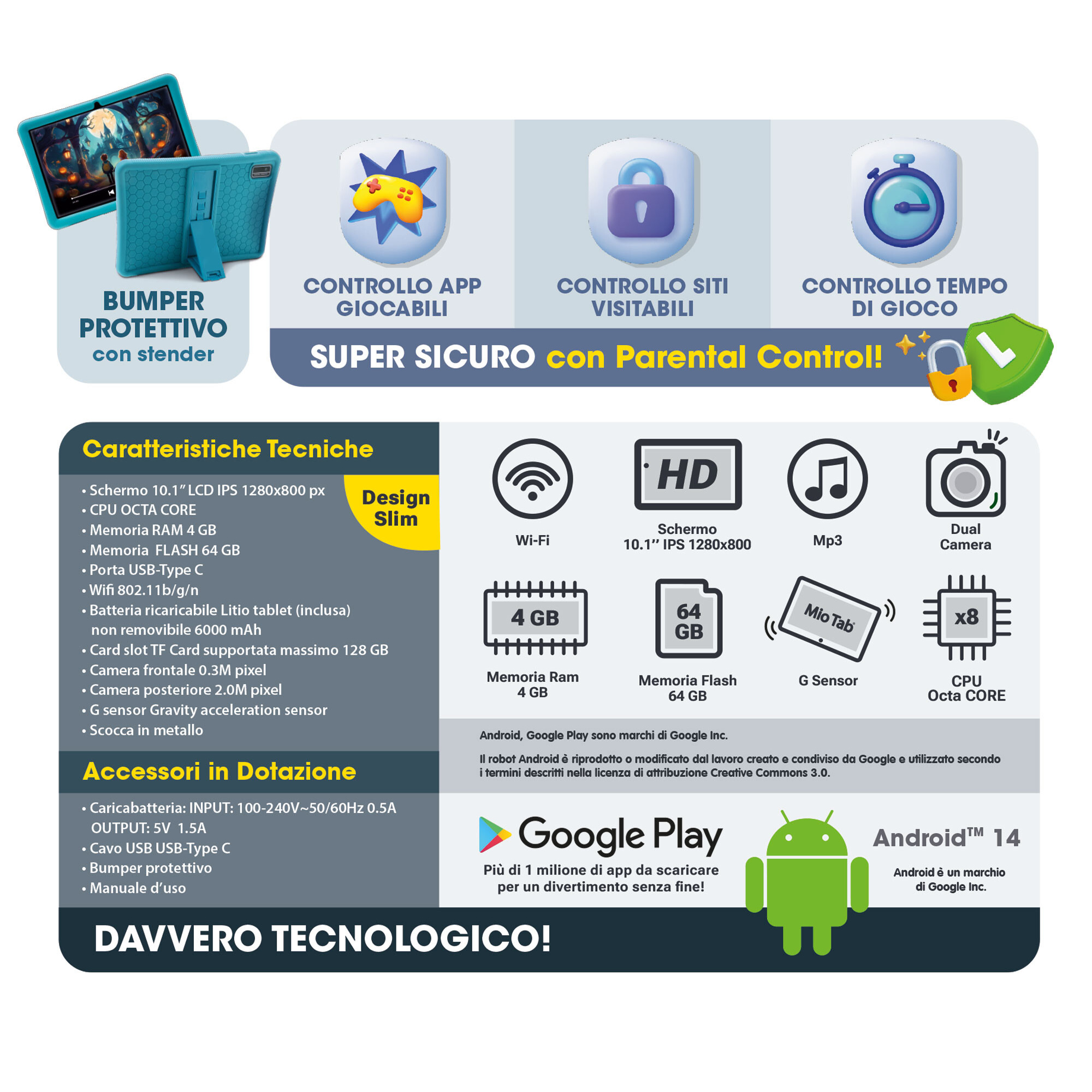 Mio tab 10" l.i.a. tablet educativo con intelligenza artificiale - lisciani - LISCIANI