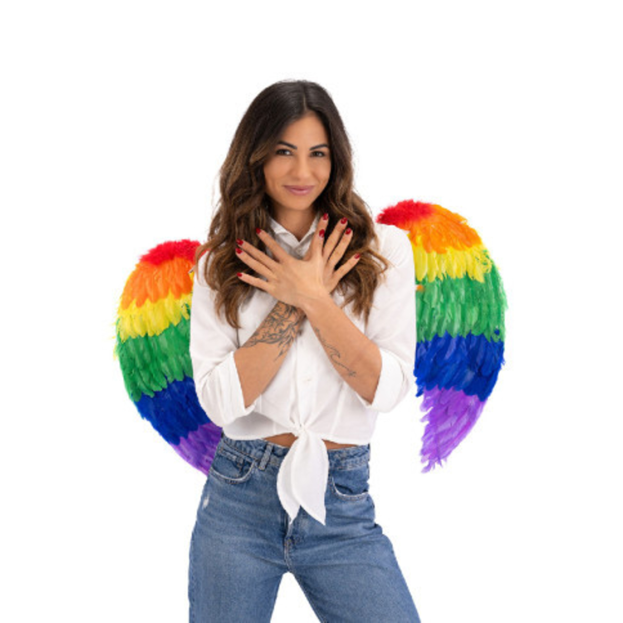 Ali piuma arcobaleno carnevale 55x80 cm - CARNIVAL TOYS