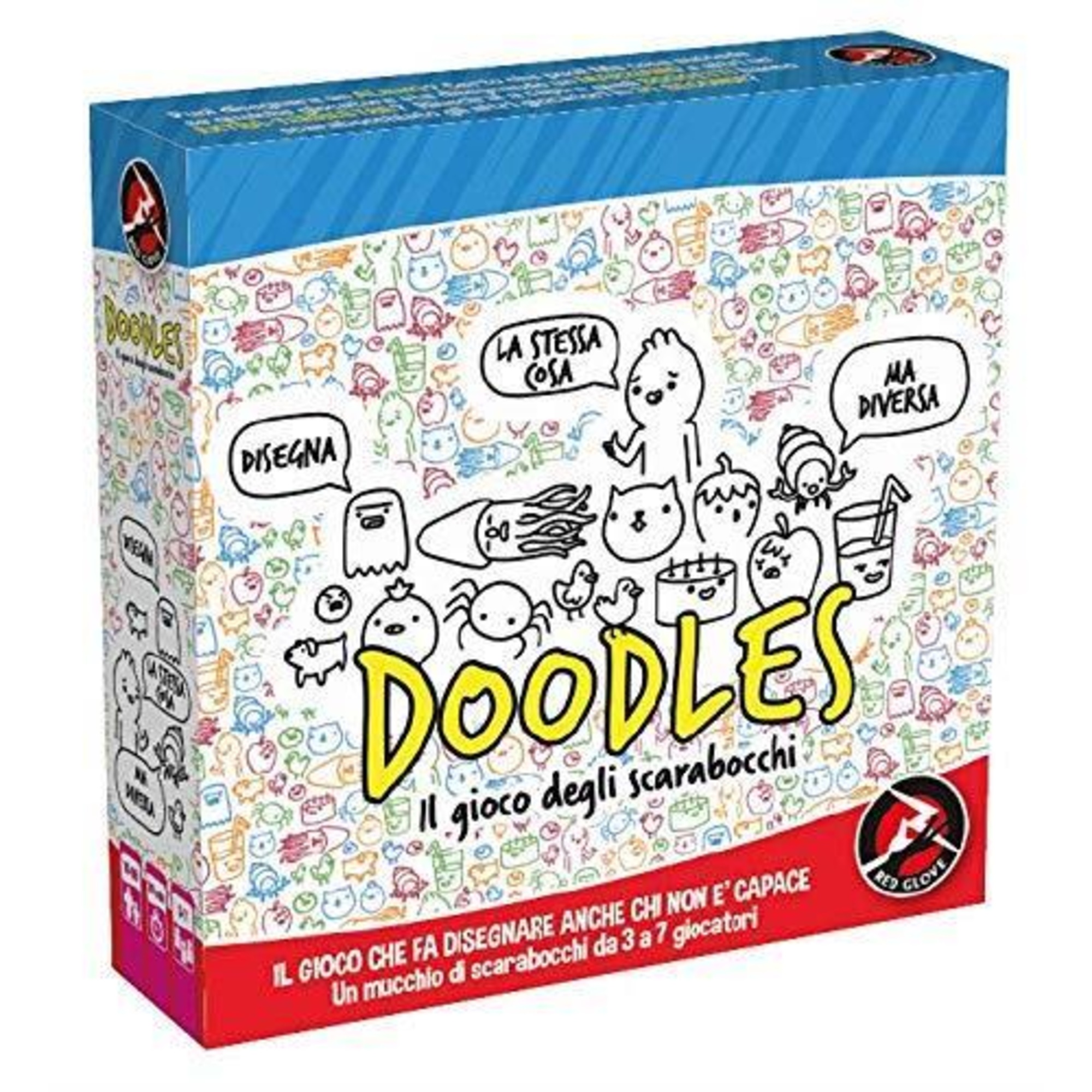 Doodles – gioco da tavolo di disegno e scarabocchi, party game per 3-7 giocatori, età 10+ red glove - NO BRAND