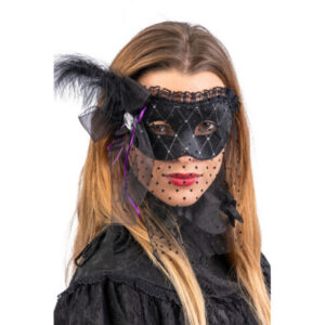Maschera velluto nero con bautta e decorazioni - CARNIVAL TOYS