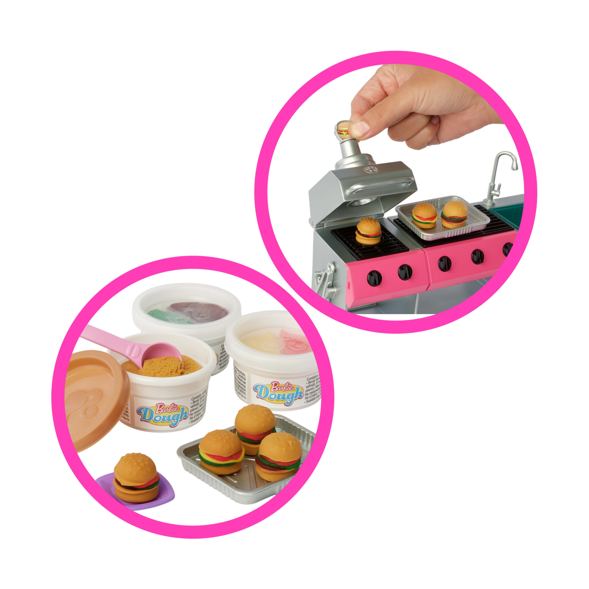 Barbie - camper dei sogni, veicolo con oltre 60 accessori e pasta modellabile, effetto cambia colore, include tenda sul tetto e altalena - Barbie