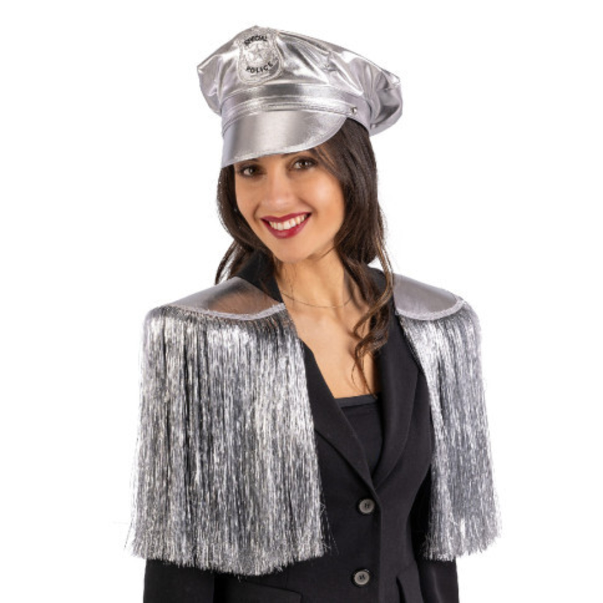 Set disco police argento (cappello e spalline) - CARNIVAL TOYS