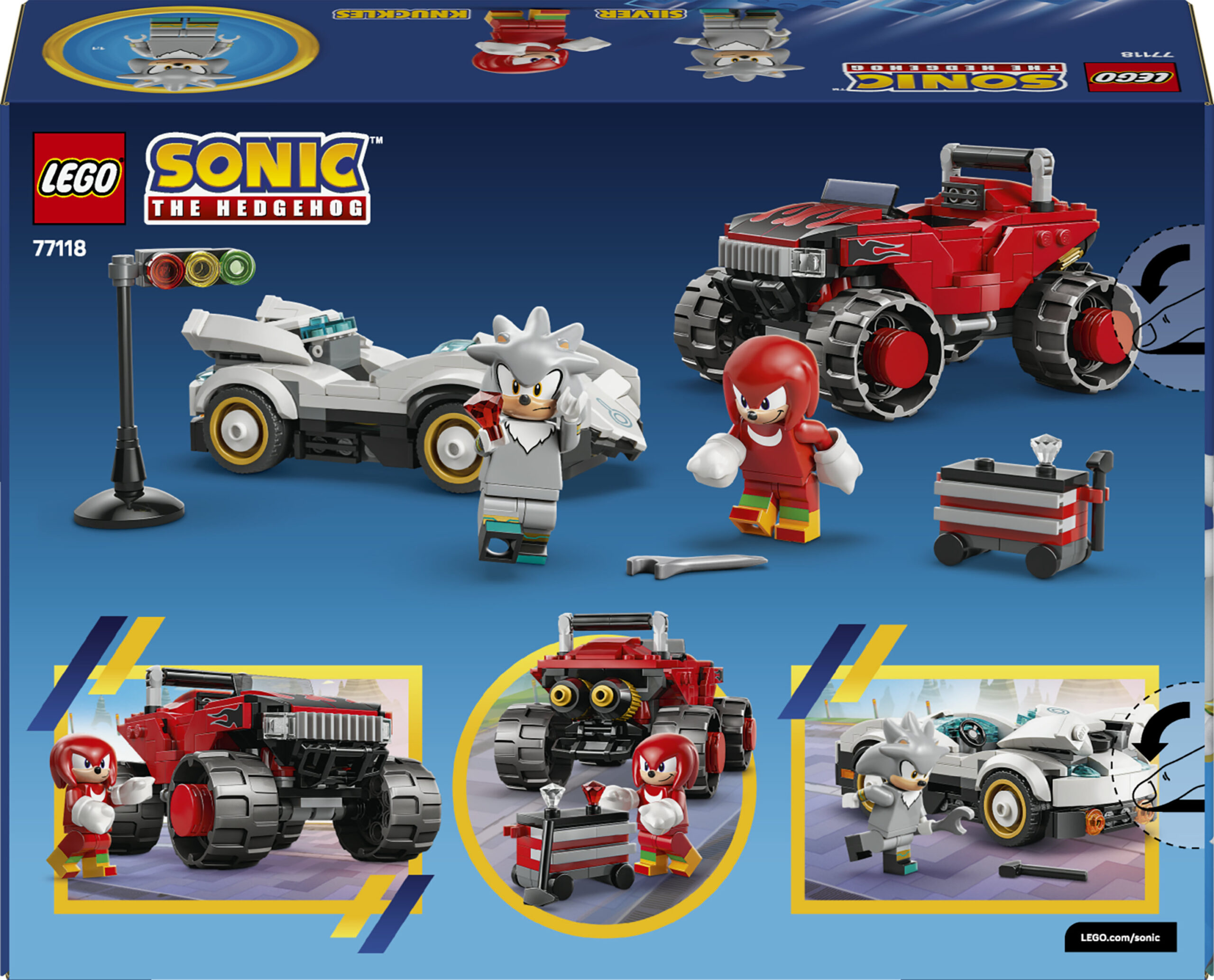 Lego sonic 77118 – auto di silver vs monster truck di knuckles - Lego