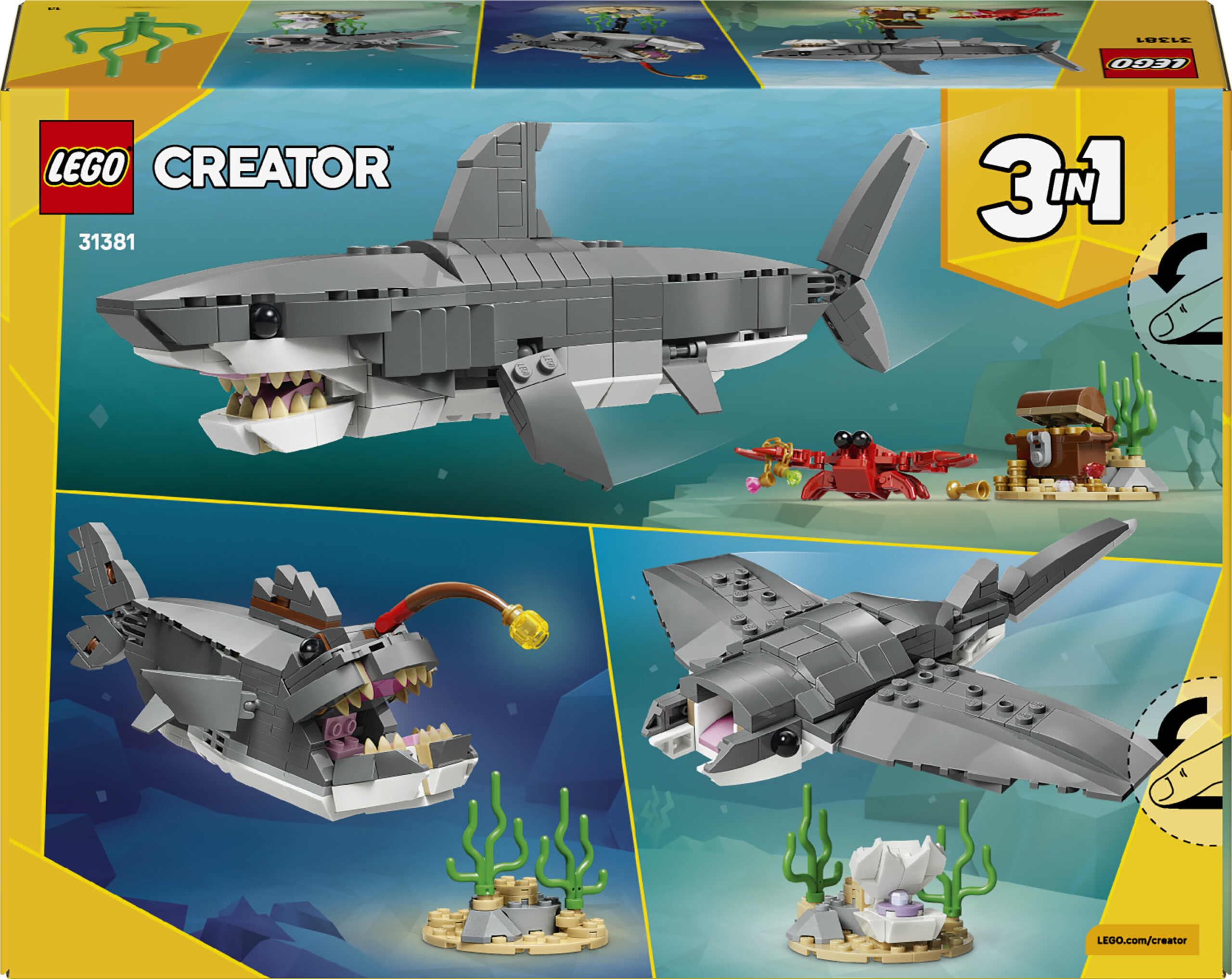 Lego creator 31381 – squalo con scrigno del tesoro 3in1 - LEGO CREATOR