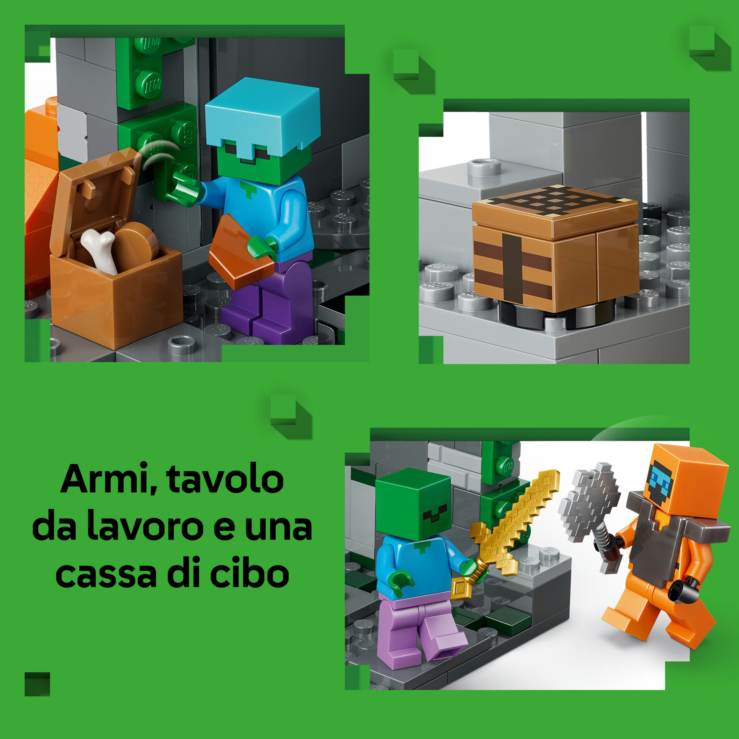 Lego minecraft 21587 – zombie dungeon con tavolo da crafting - Lego