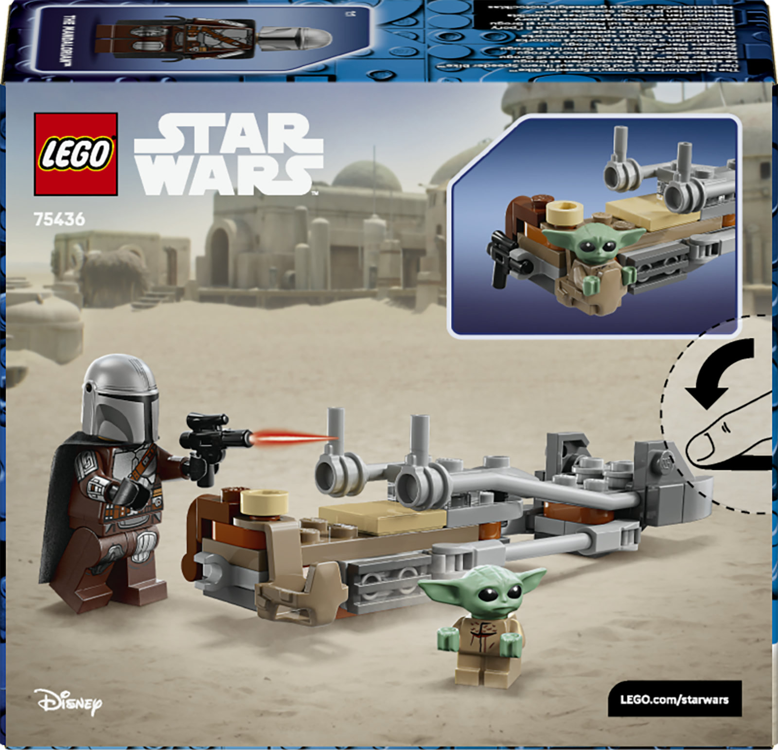Lego star wars 75436 speeder bike del mandaloriano e di grogu - Lego