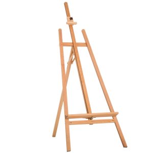Cavalletto per pittura treppiede con supporto per tela regolabile in legno di faggio, 65x68x174-230 cm - 