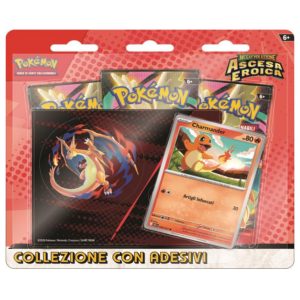Pokémon megaevo ascesa eroica – collezione con adesivi | carte promo charmander o gastly - POKEMON