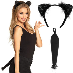 Set tiara e coda gatto nero adulto taglia unica - BIGIEMME