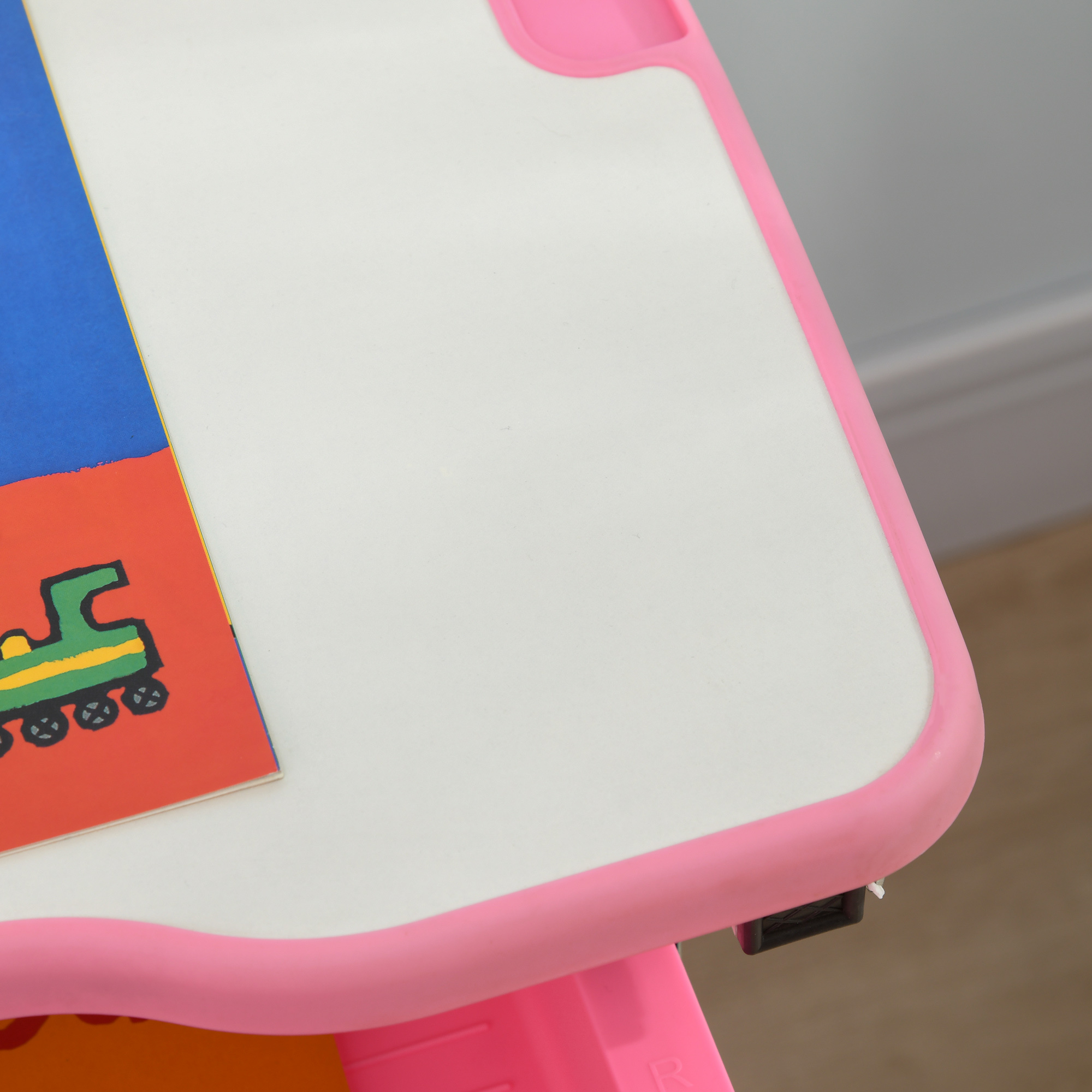 Banco scuola per bambini 6-12 anni con sedia e altezza regolabile, piano inclinabile, 66x47x52-77 cm, rosa - 