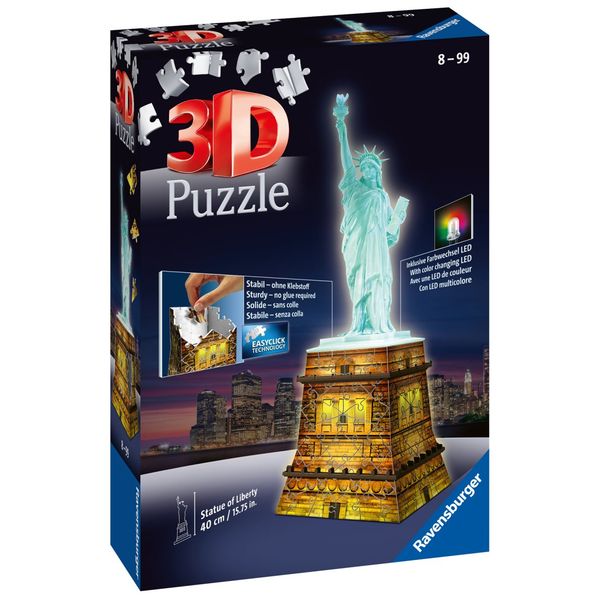 Ravensburger - 3d puzzle statua della liberta' night edition, londra, 216 pezzi, 10+ anni - RAVENSBURGER, RAVENSBURGER 3D PUZZLE