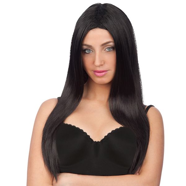 Parrucca nera lunga liscia per travestimenti - CARNIVAL TOYS