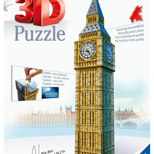 Ravensburger - 3d puzzle big ben, londra, 216 pezzi, 10+ anni - RAVENSBURGER, RAVENSBURGER 3D PUZZLE