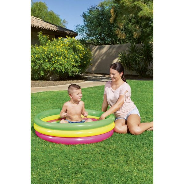 Bestway piscina summer 3 anelli color con fondo gonfiabile 102x25 cm - Bestway