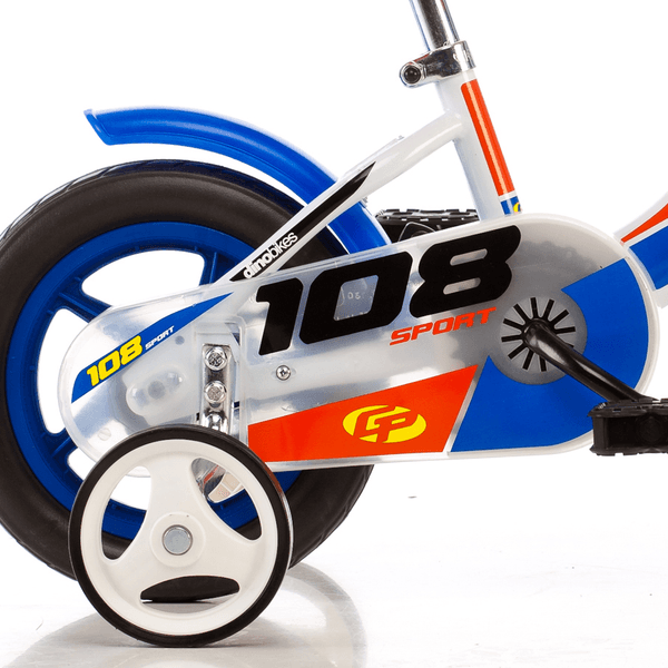 Bicicletta da 10 pollici senza freno per bambini - telaio in acciaio, ruote in lega, sella regolabile e stabilizzatori di sicurezza - adatta per bambini dai 2 ai 3 anni - DINO BIKES