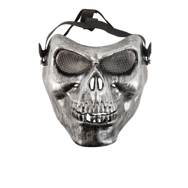 Maschera teschio grigio in plastica rigida con cavità per halloween e feste a tema - spaventosa e realistica - CARNIVAL TOYS