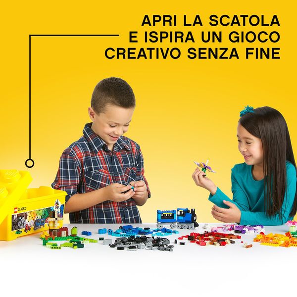Lego classic 10696 scatola mattoncini creativi media, contenitore per costruire fiori, macchina, treno e aereo giocattolo - LEGO CLASSIC, LEGO