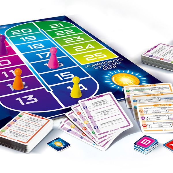 Il campionato dei piccoli geni – il gioco da tavolo educativo per sfide divertenti in famiglia - 8 anni+ - 2-8 giocatori - CLEMENTONI