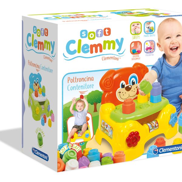 Clementoni - 17080 - poltroncina portamattoncini cagnolino - CLEMENTONI, CLEMMY