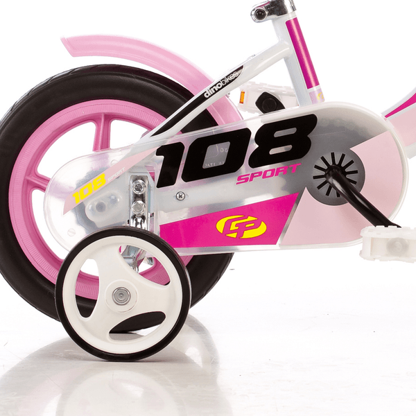 Bicicletta da 10 pollici senza freno per bambini - telaio in acciaio, ruote in lega, sella regolabile e stabilizzatori di sicurezza - adatta dai 2 ai 3 anni - DINO BIKES