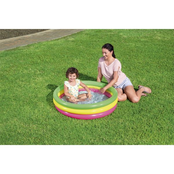 Bestway piscina summer 3 anelli color con fondo gonfiabile 102x25 cm - Bestway