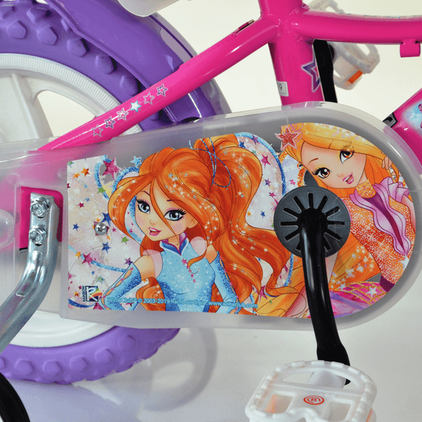 Bicicletta winx 12'' con portabambola, freno e cestino anteriore - adatta per  bambini dai 3-5 anni - WINX