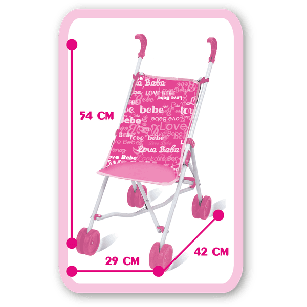 Passeggino in metallo con bambola soft - LOVE BEBÈ