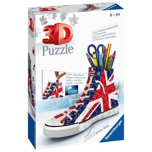 Ravensburger - 3d puzzle portapenne sneaker union jack edition, 108 pezzi, 8+ anni - RAVENSBURGER, RAVENSBURGER 3D PUZZLE