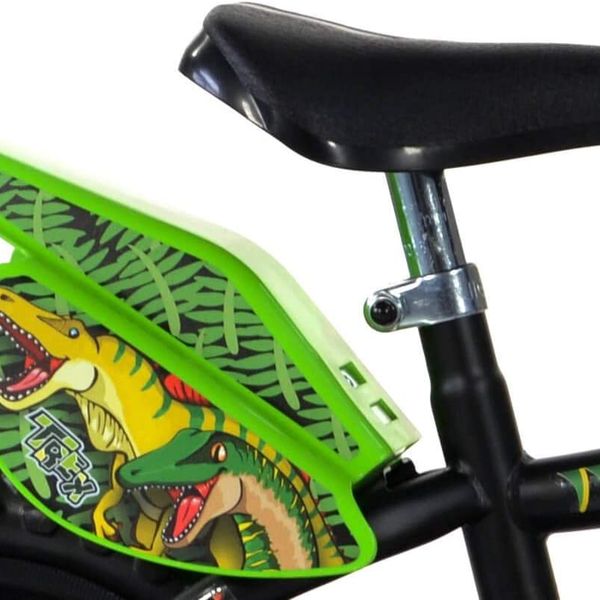 Bicicletta 14 pollici bicicletta dinosauro per bambini con stabilizzatori, mascherina frontale - adatta dai 5 ai 7 anni - 