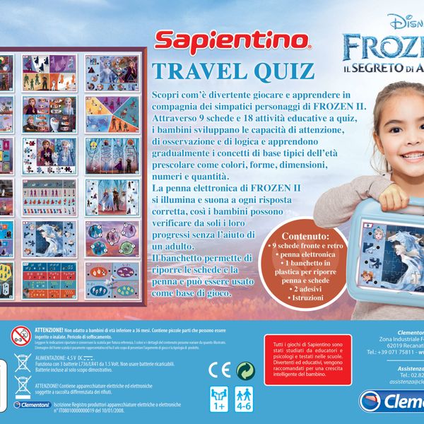 Clementoni  - 16186 - sapientino travel quiz disney frozen 2 - CLEMENTONI, DISNEY PRINCESS, Disney, Frozen